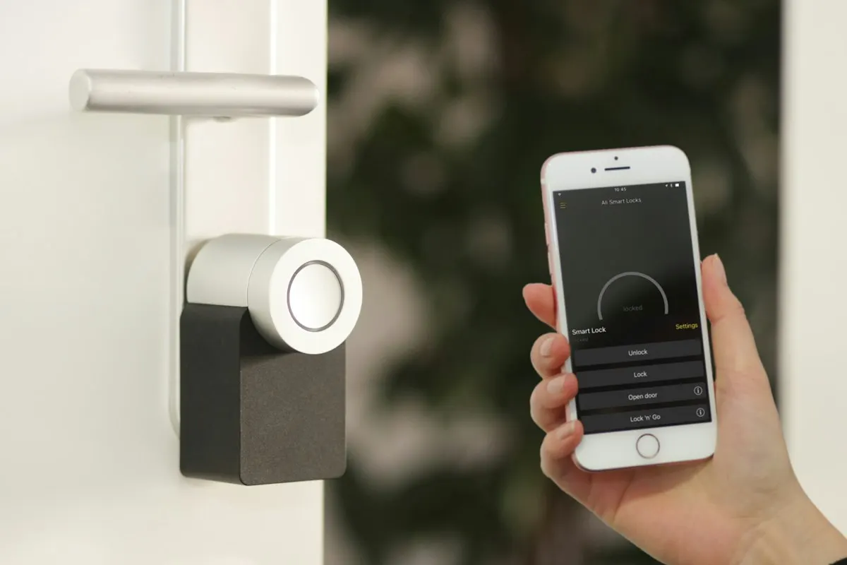 Phone used beside an electronic door lock